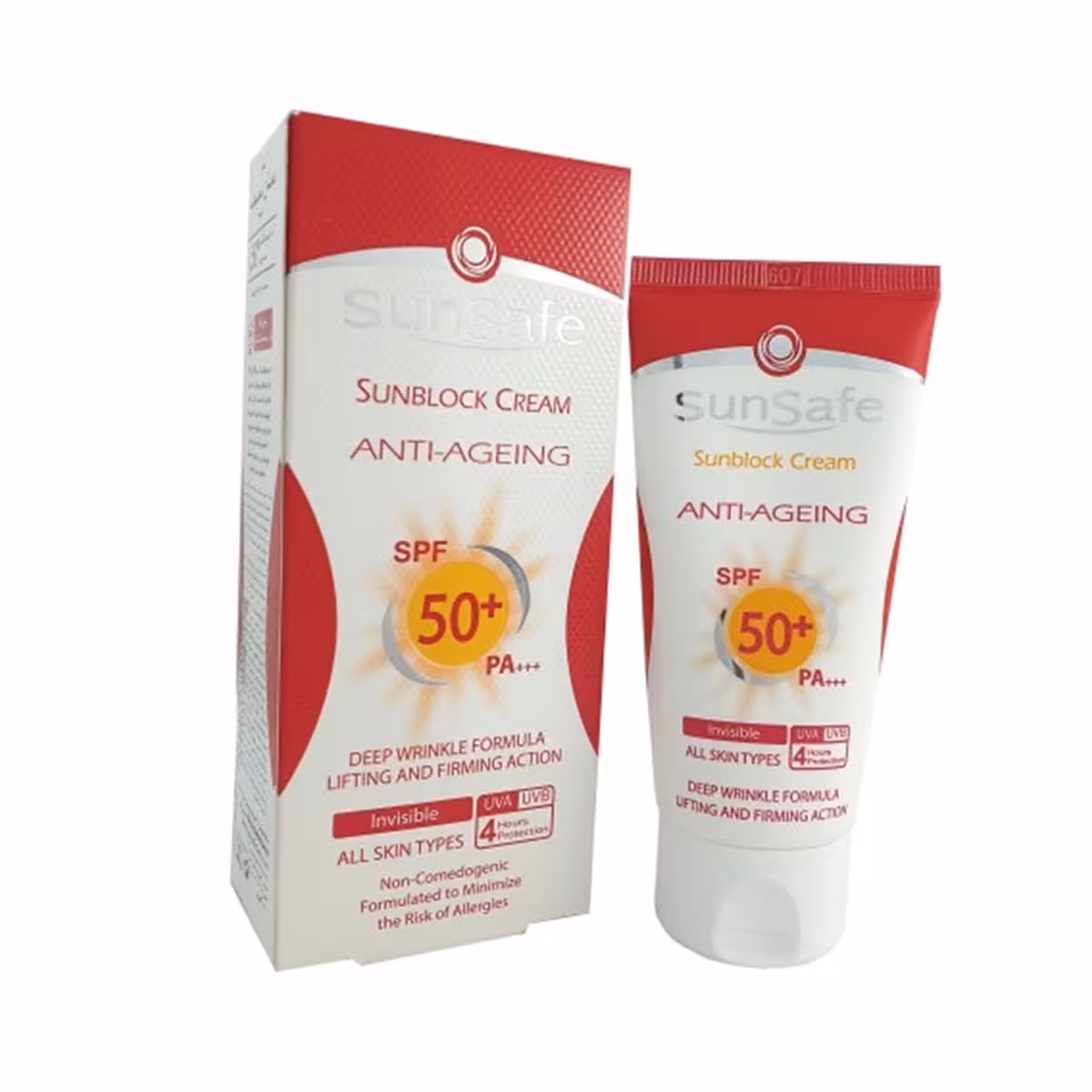 کرم ضد آفتاب و ضد چروک SPF50 بی رنگ سان سیف – Sun Safe