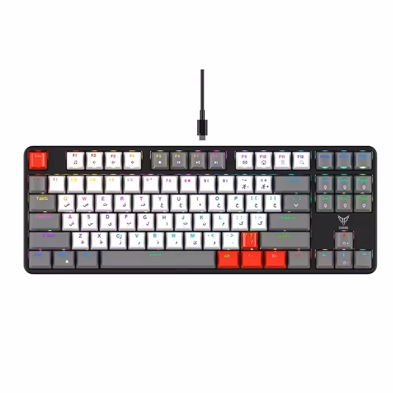 کیبورد گیمینگ هیسکا مدل HX-KEG440، سوییچ مکانیکال آبی، Tenkeyless، نورپردازی RGB