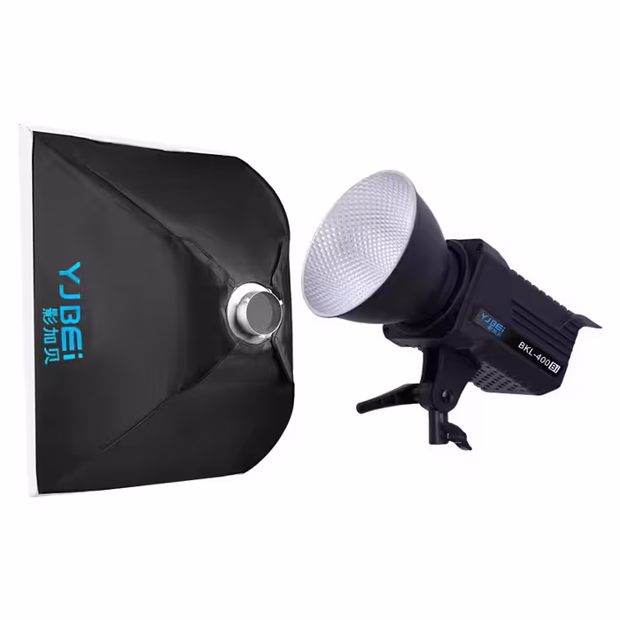 ویدیو لایت دو کلوین COB YJBEI BKL-400 bi همراه با سافت باکس