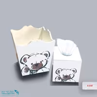 ست سطل و جا دستمال چوبی کودک طرح عروسک تدی کد A3147