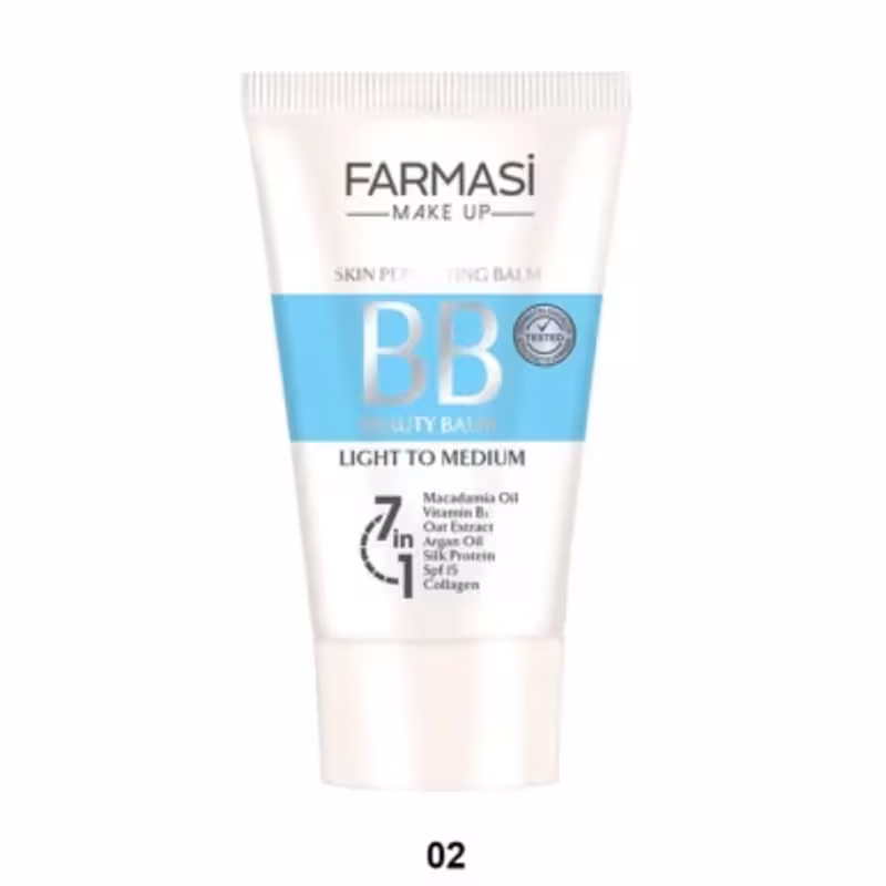 کرم پودر فارماسی FARMASI مدل BB بی بی light to medium 02 حجم 50 میلی لیتر