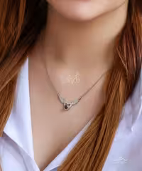 ‌‌💍گردنبند جواهری قلب بالدار  با آویز تلسکوپی نقره عیار 925 (G_3015)