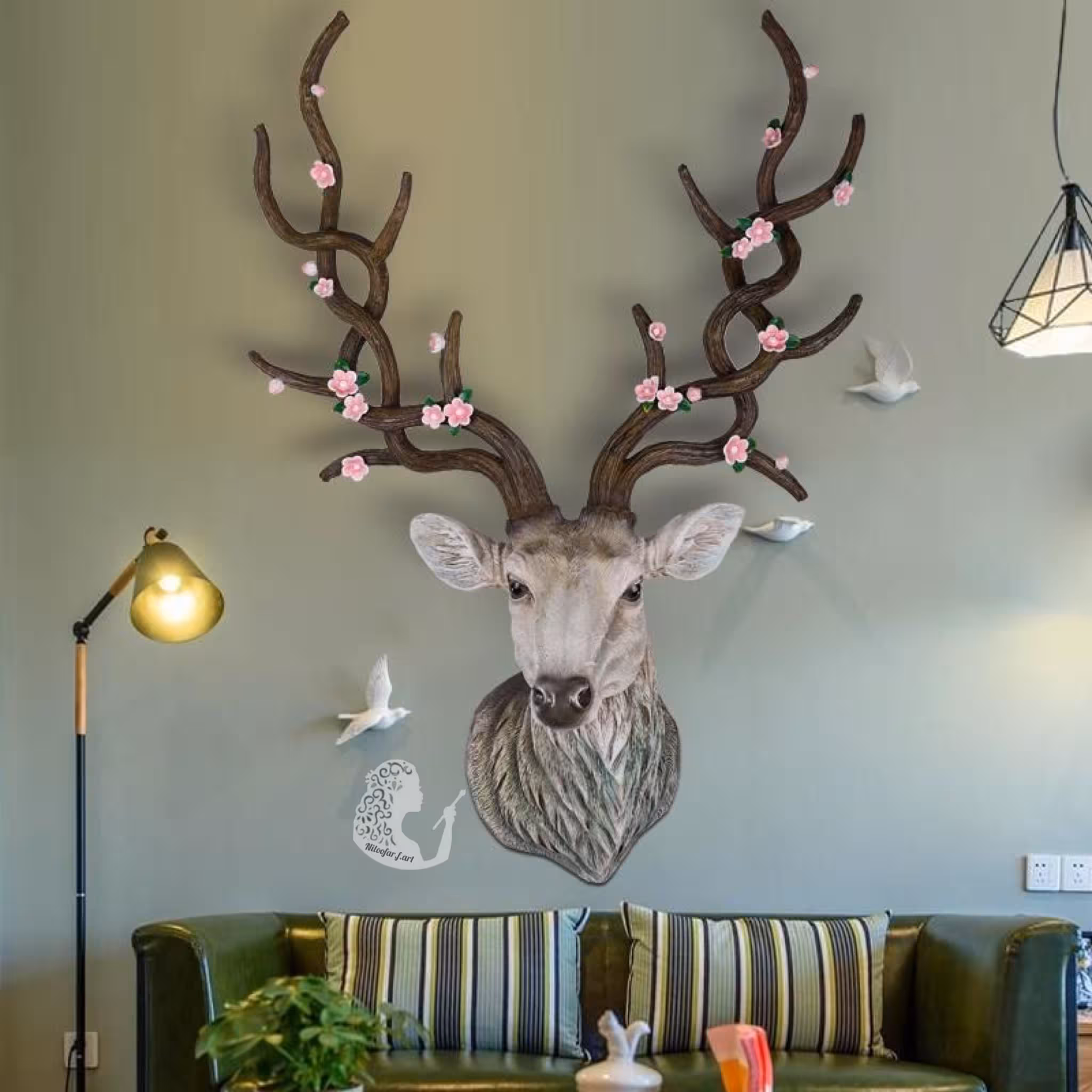 دیوار کوب گوزن شاخ بلند کد 216