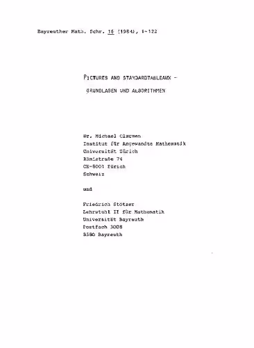 خرید و دانلود نسخه کامل کتاب Pictures and Standardtableaux - Grundlagen und Algorithmen
