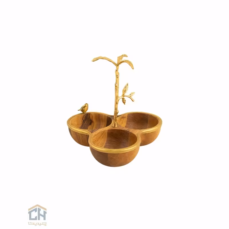 اردو خوری چوب و برنج 3 تایی گلدکیش طرح WOOD مدل GK829521