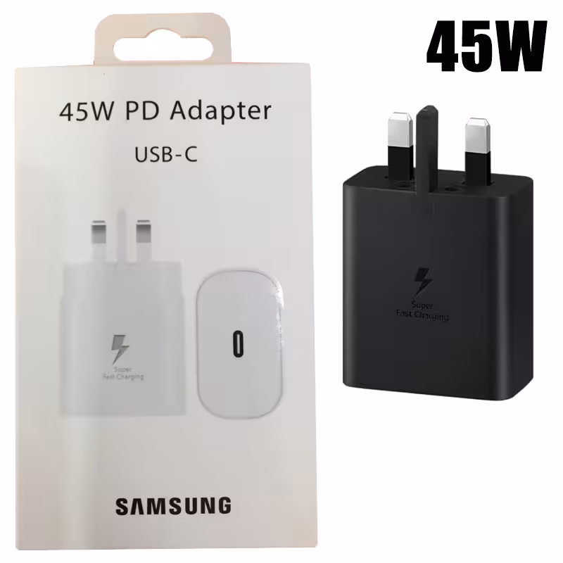 آداپتور شارژر 3 پین پک 2024جدید Type-c PD 45W Samsung EP-TA845xw برد solum