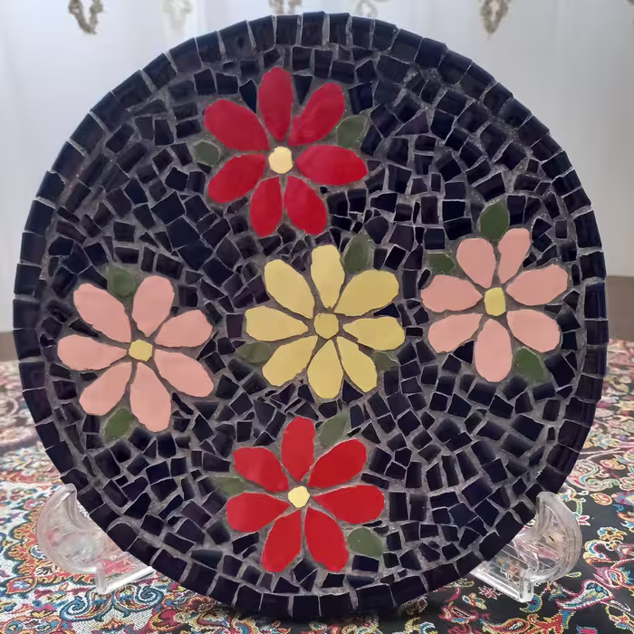 دیوار کوب سفالی کاشی شکسته معرق ابعاد 20در 20 کار دست زینتی ودکوری 