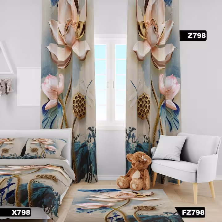 روتختی سه بعدی طرح گل طلایی کد 798