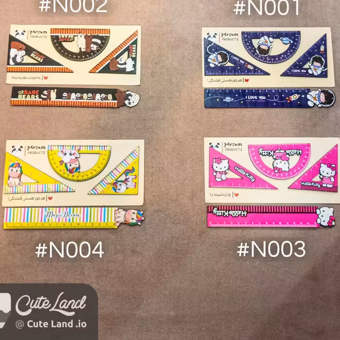 ست تحریر چوبی شامل خط کش نقاله و دو عدد گونیا محکم و با استقامت دارای طرح های زیبا و جذاب