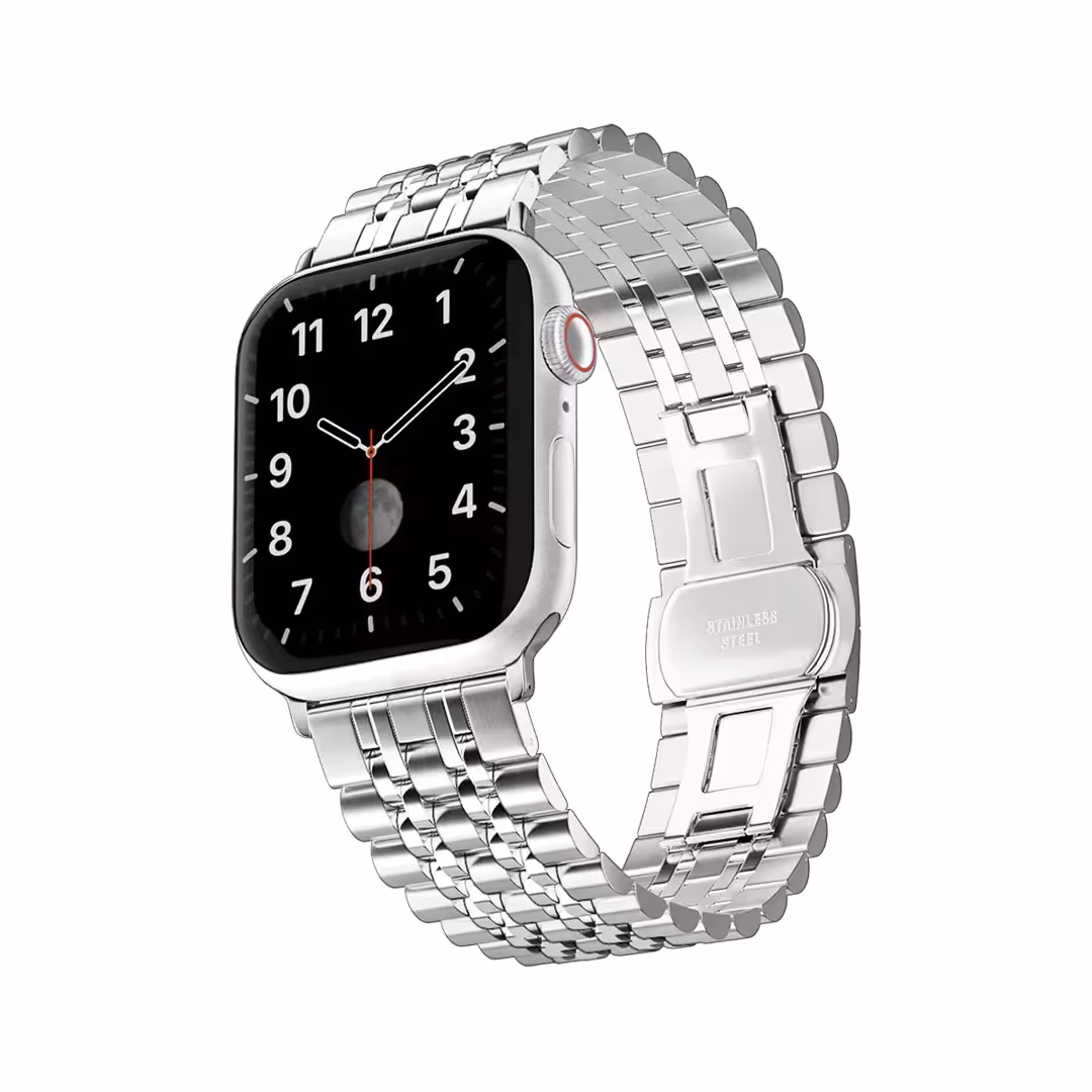 بند اپل واچ فلزی استیل 7 بید طرح رولکسی - تمامی سایزها - رنگ بندی