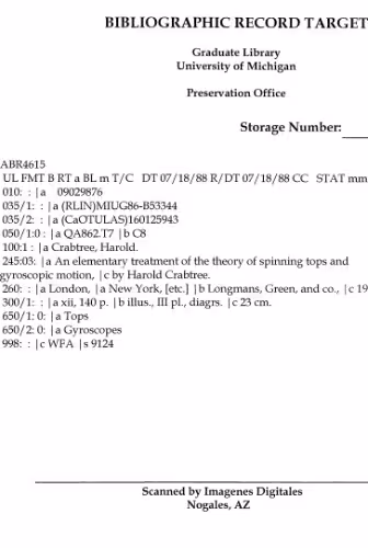 خرید و دانلود نسخه کامل کتاب An elementary treatment of the theory of spinning tops and gyroscopic motion