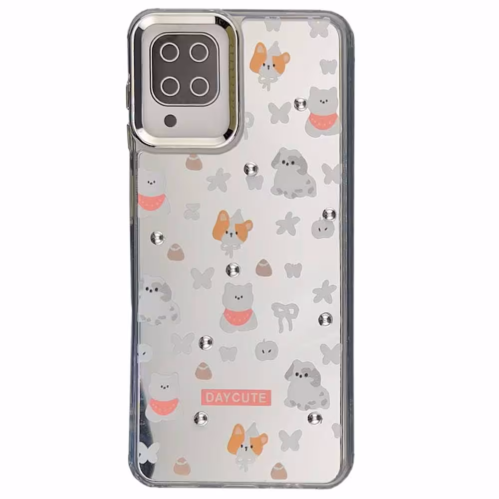 قاب Samsung A12 / M12 مدل آیینه ای مرواریدی طرحدار- کد41128