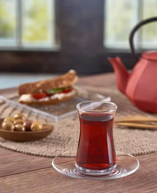 ست استکان کمر باریک و نعلبکی مدل HEYBELI