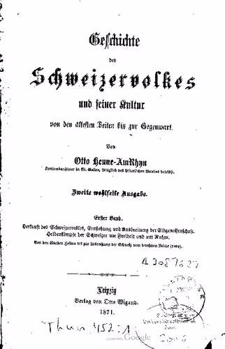 خرید و دانلود نسخه کامل کتاب Geschichte des Schweizer Volkes und seiner Kultur von den ältesten Zeiten bis zur Gegenwart.