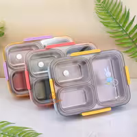 قیمت و خرید ظرف غذا 1000 میل 3 خانه داخل استیل طرح خرگوش کد 2355 MIFFY