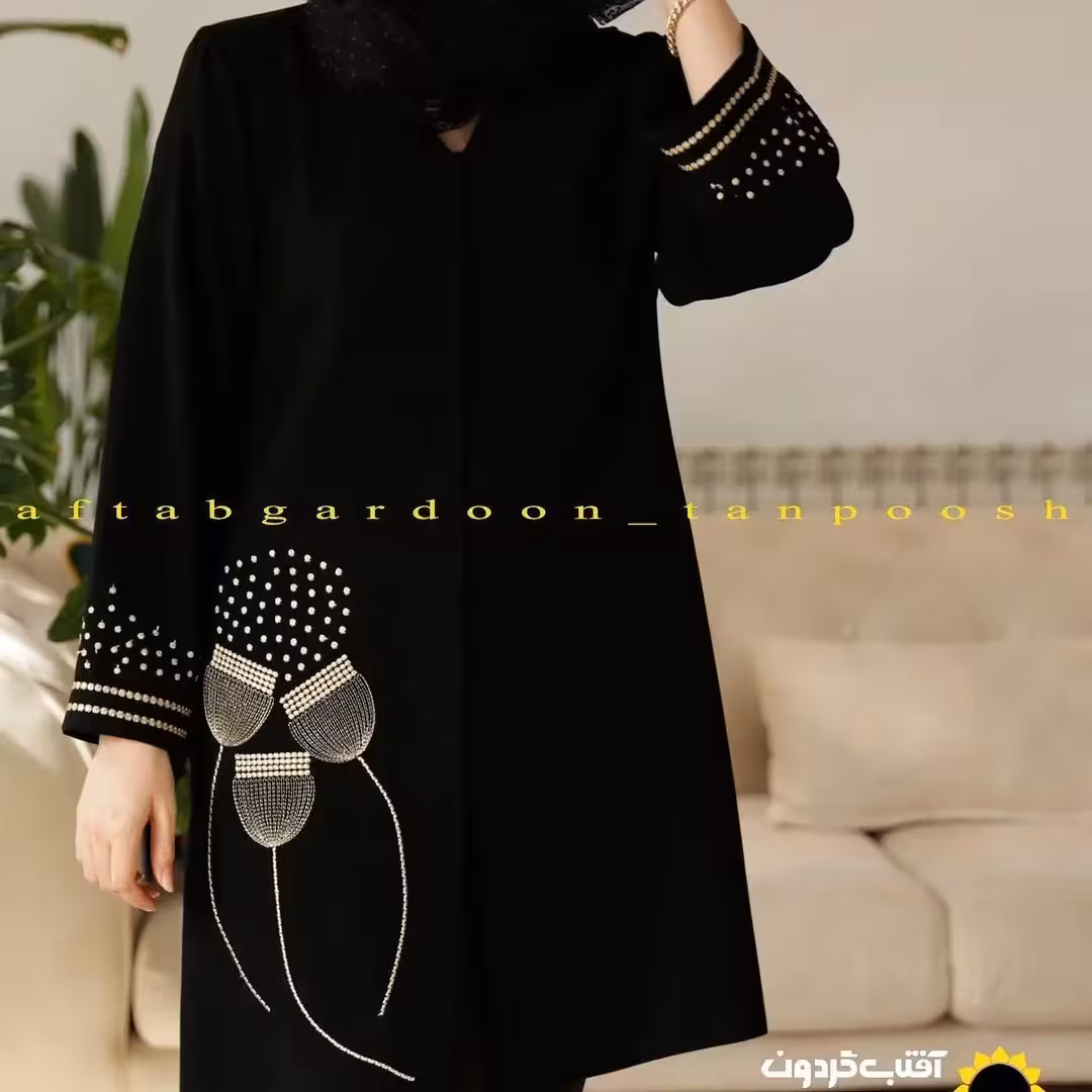 مانتو مجلسی هانیه مشکی و سایز بندی تا 50