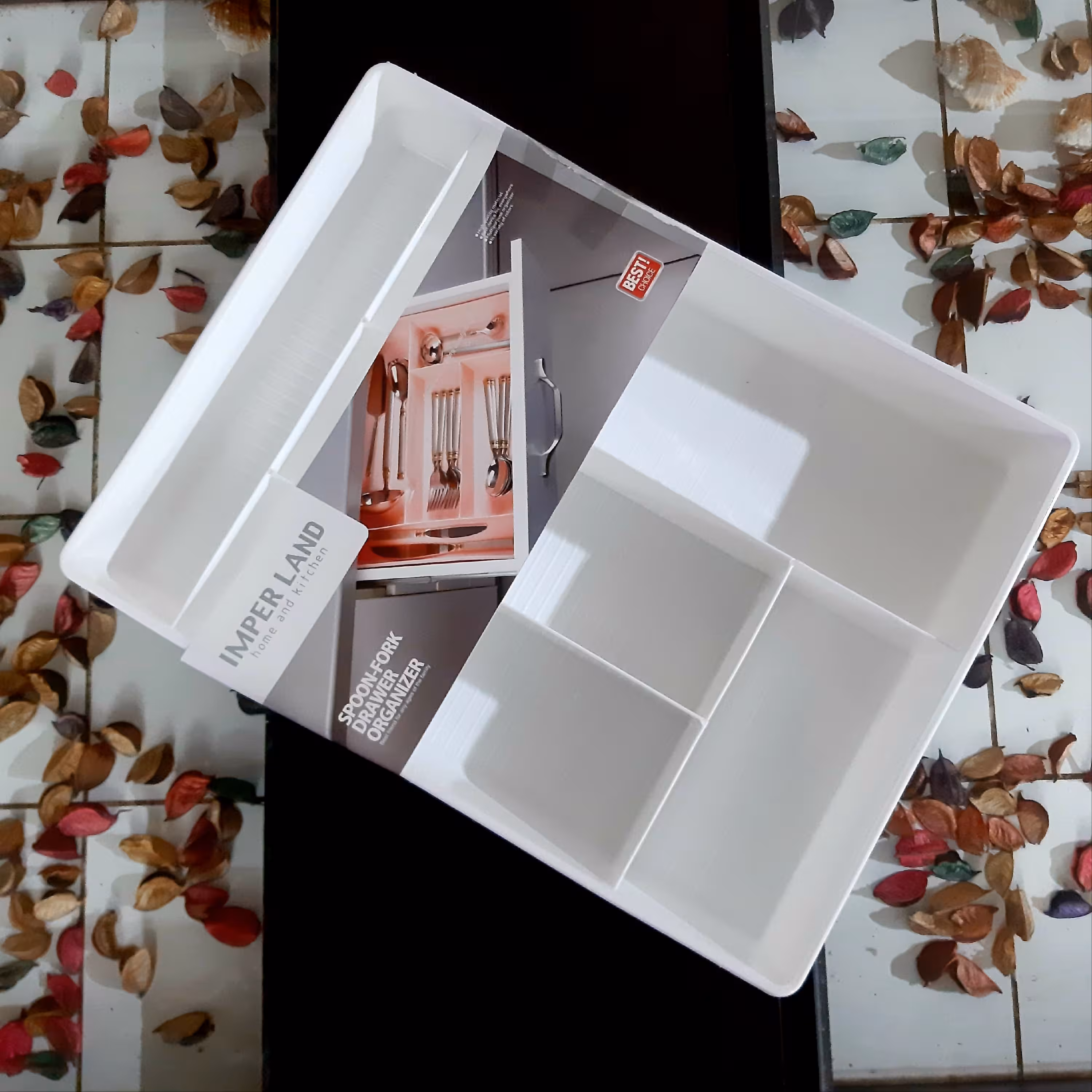 جا قاشق چنگالی سایز بزرگ سفید رنگ نظم دهنده ی کابینت