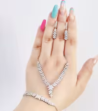سرویس زنجیری نقره جواهری زنانه کد 60063