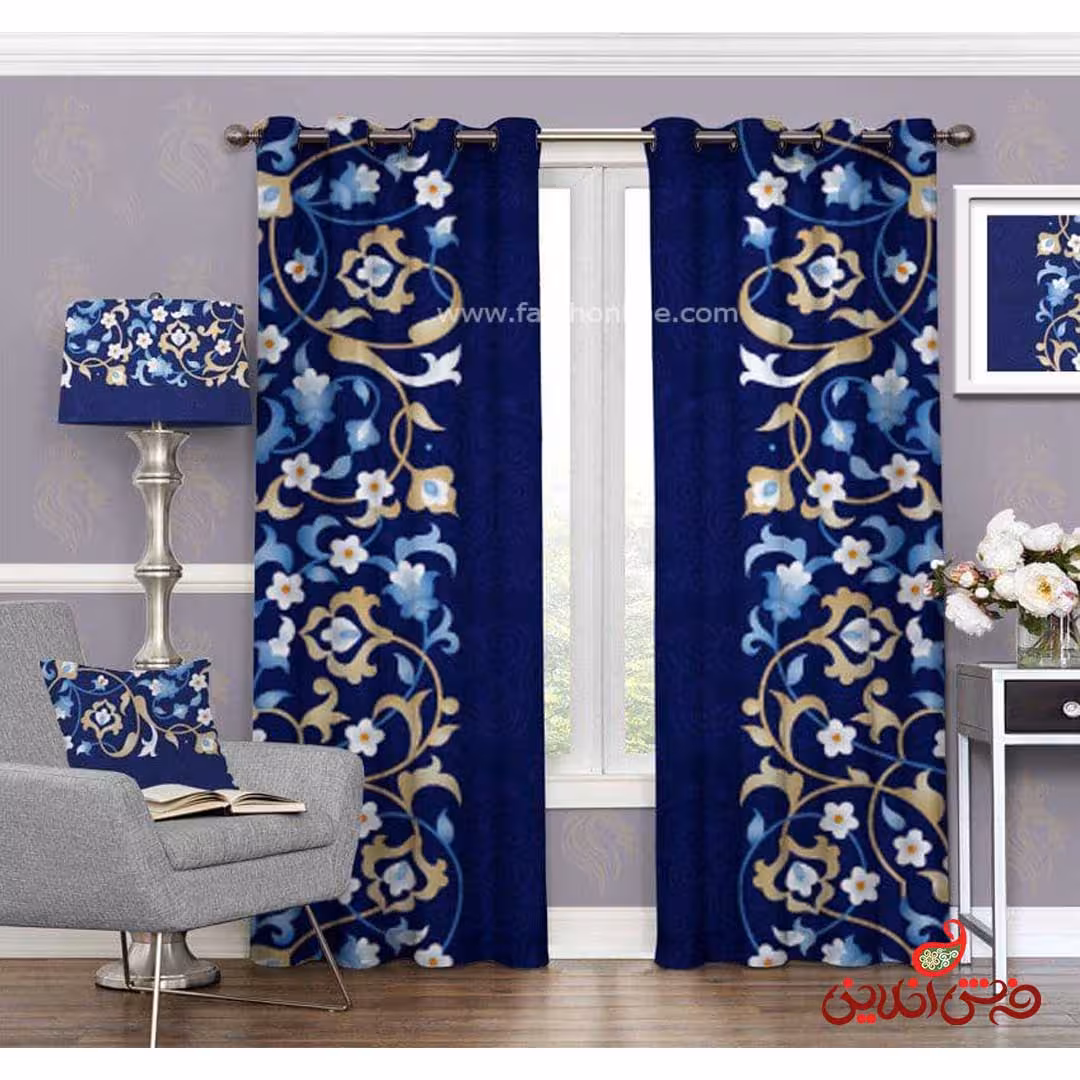 پرده 2 عددی اسلیمی آبی کد 3314