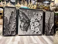 تابلو تکسچر سه تیکه برجسته طرح پروانه