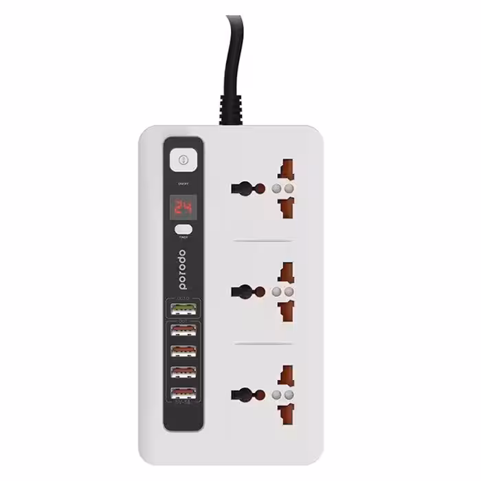 هاب چندکاره پورودو مدل 4 USB Port   3 Universal Power Socket