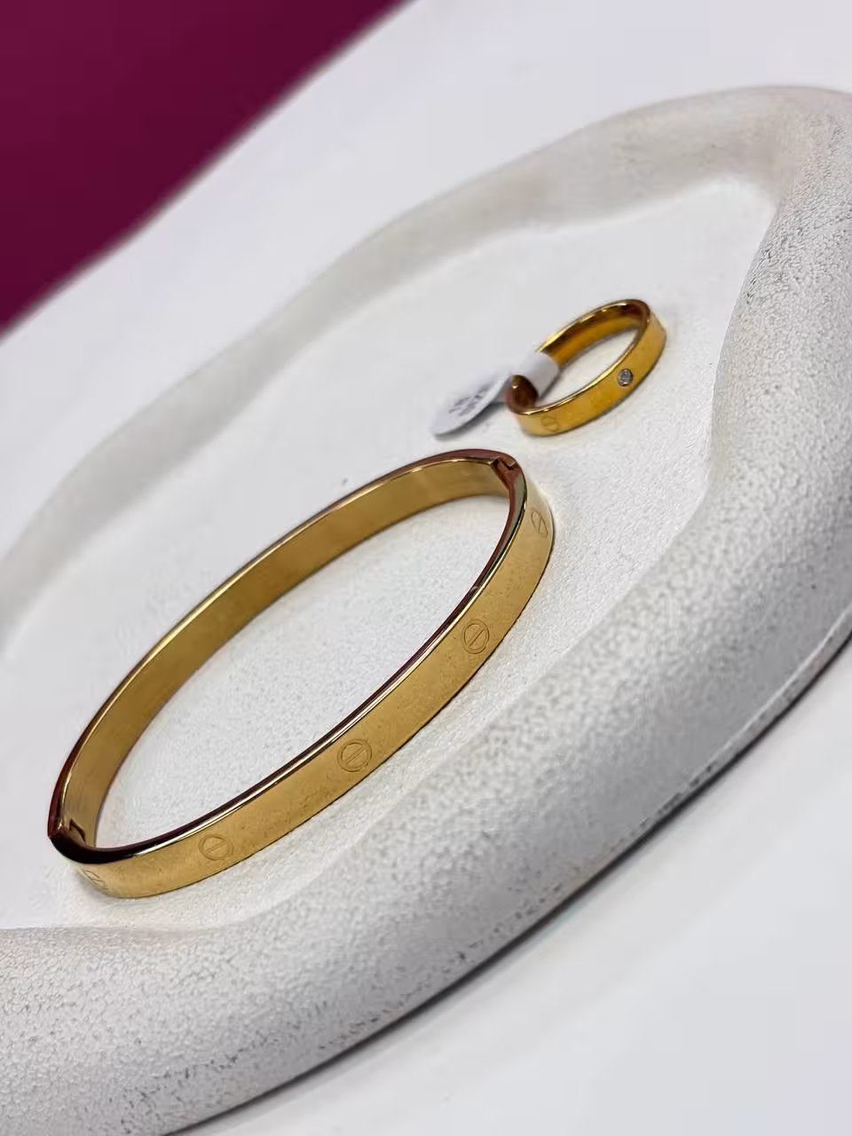 دستبند بنگل و انگشتر طلایی استیل وارداتی