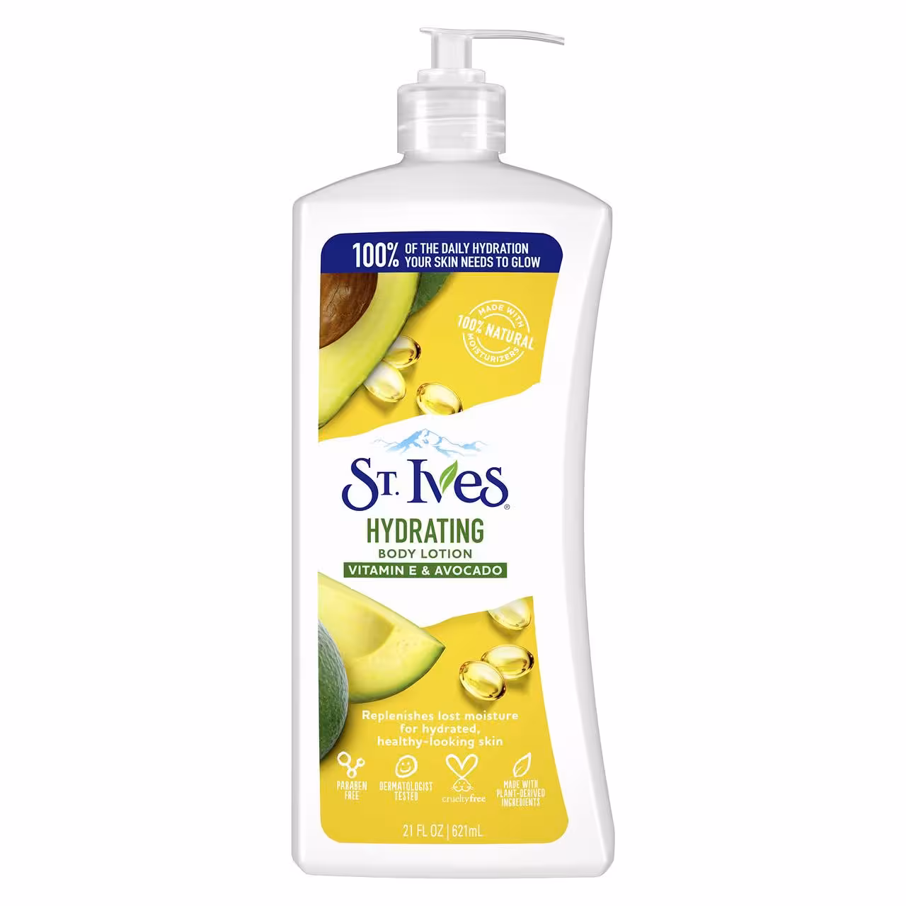 لوسیون بدن سنت ایوز ST.lves مدل hydrating حاوی ویتامین E و عصاره آووکادو حجم 621 میل
