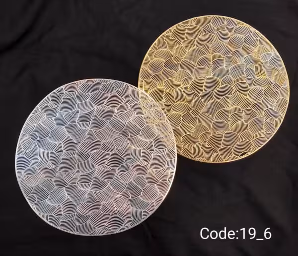 زیربشقابی طرح توری جنس pvc اعلا در 2 رنگ طلایی و نقره ای.ضدلک و قابل شستشو