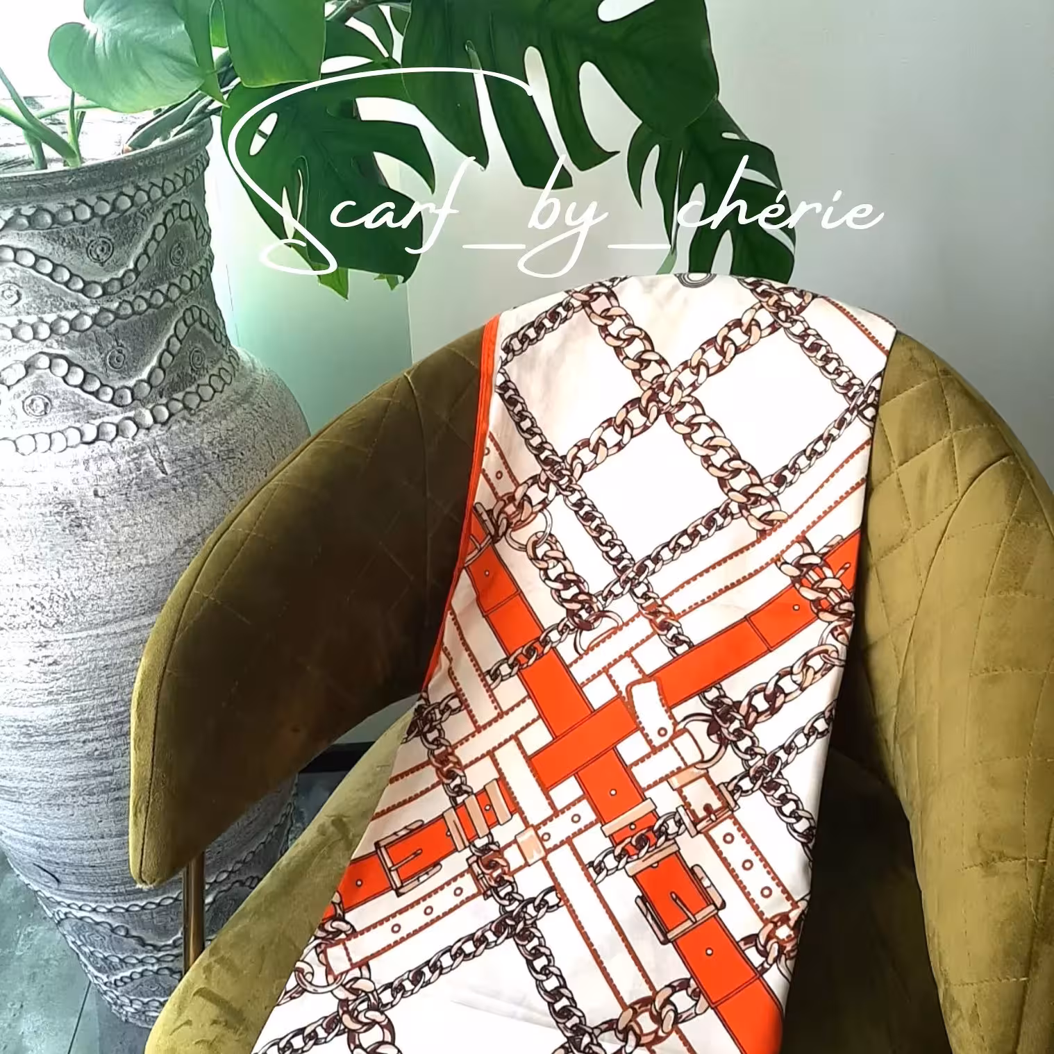 روسری کرم نارنجی
