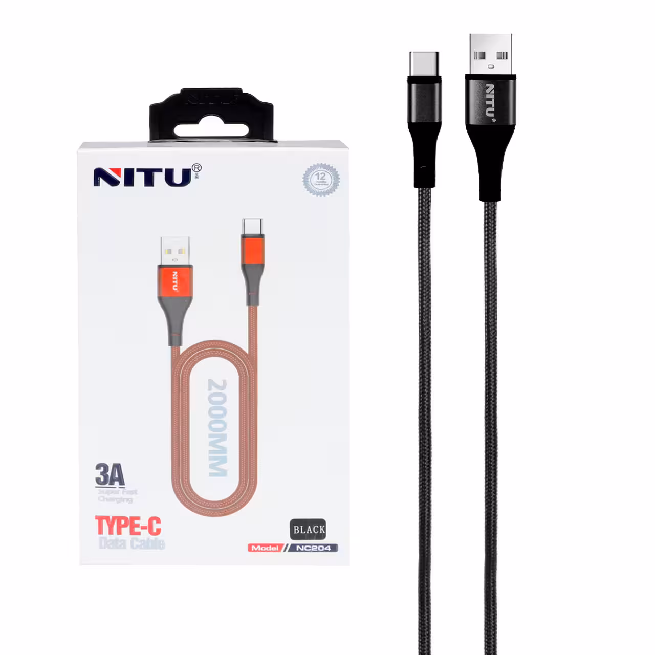 کابل تبدیل USB به Type-C نیتو مدل NC204 طول 2 متر
