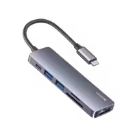 هاب 6پورت یسیدو Yesido HB11 6-in-1  USB-C Multiport Hub Adapter 4K HDMI & Card Reader