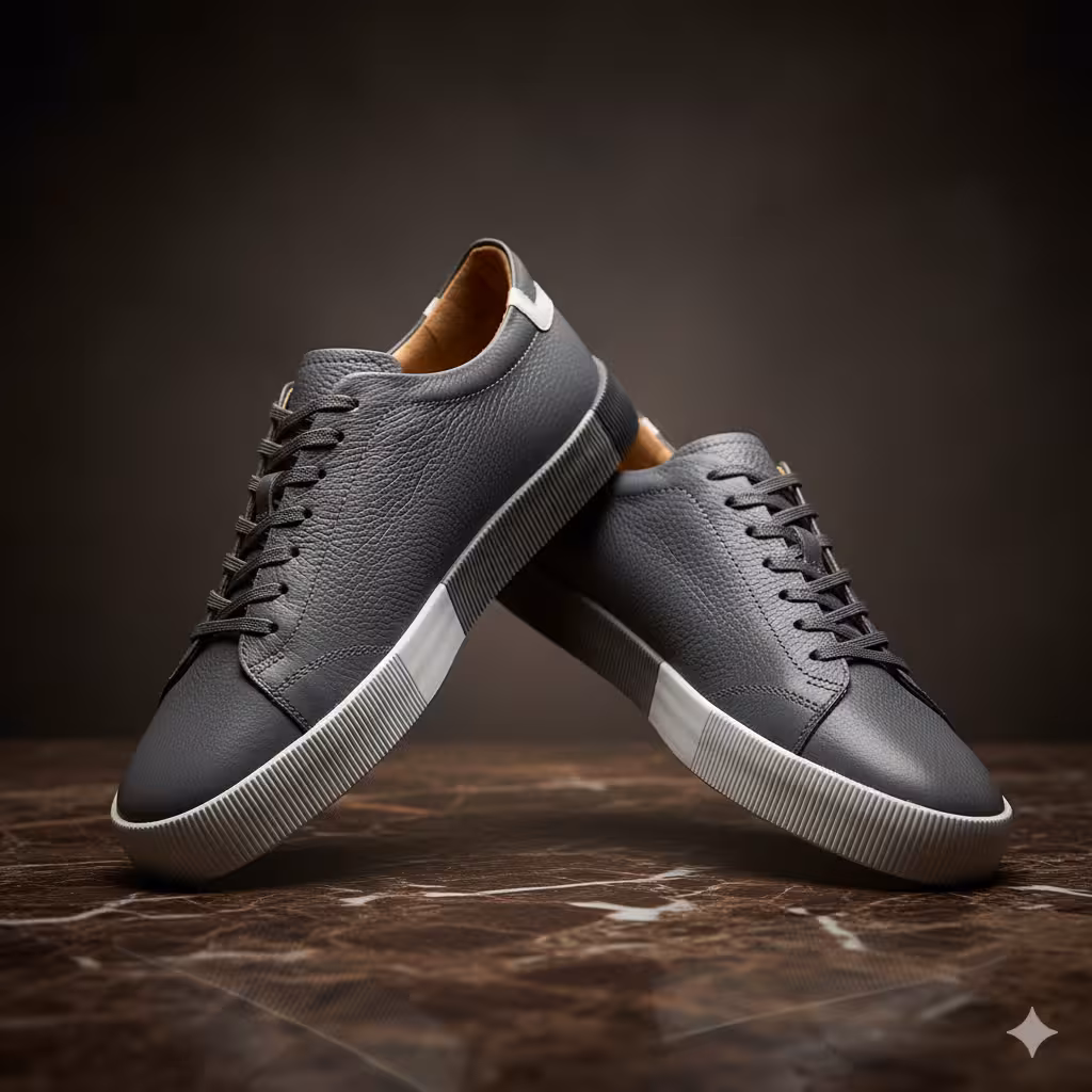 کفش چرم مردانه ونس کد VN072GR رنگ طوسی