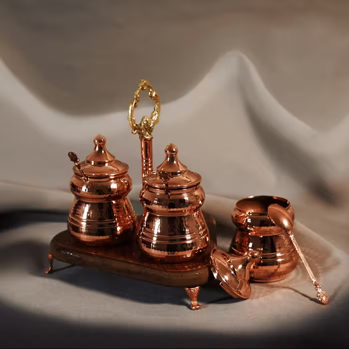 جا ادویه استند چوبی سه گوش مسی