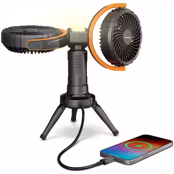 پنکه شارژی قابل حمل به همراه چراغ و پاوربانک پرودو مدل OSCILLATING FAN