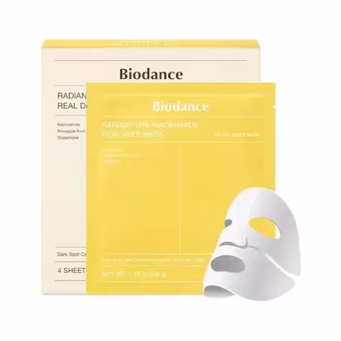 ماسک ورقه‌ای روشن‌کننده بیودنس با نیاسینامید Biodance