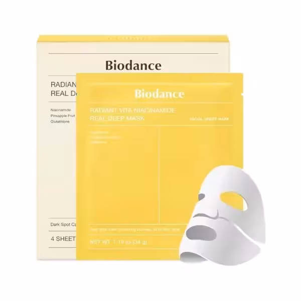 ماسک ورقه‌ای روشن‌کننده بیودنس با نیاسینامید Biodance