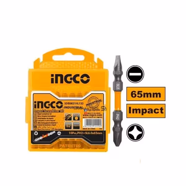 ست 10 عددی سر پیچ گوشتی تخت چهارسو برند اینکو INGCO کد کالا SDBIM21HL133