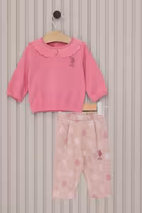 ست لباس نوزاد دختر صورتی یو اس پولو