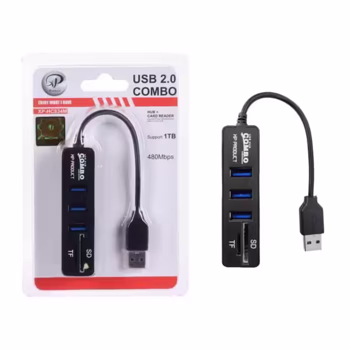 هاب 3 پورت USB2.0 و کارت خوان XP Product مدل XP-HC834M – مشکی-کد4631