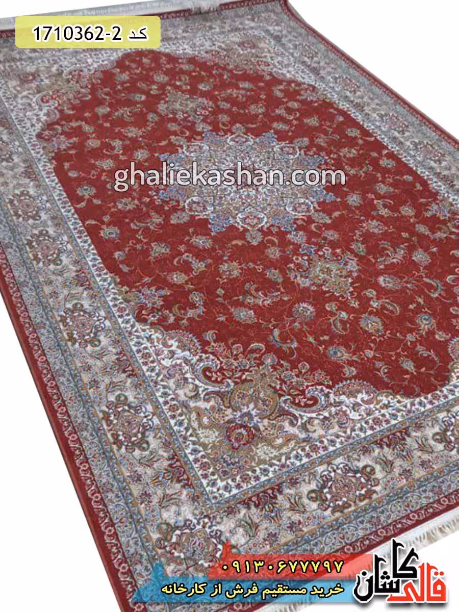 فرش 1200 شانه طرح تینا زمینه قرمز مسی کاشان