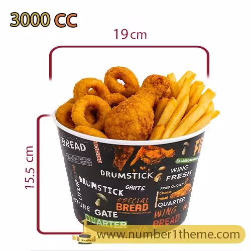 سطل سوخاری یکبار مصرف کاغذی گلاسه بدون درب 3000 سی سی