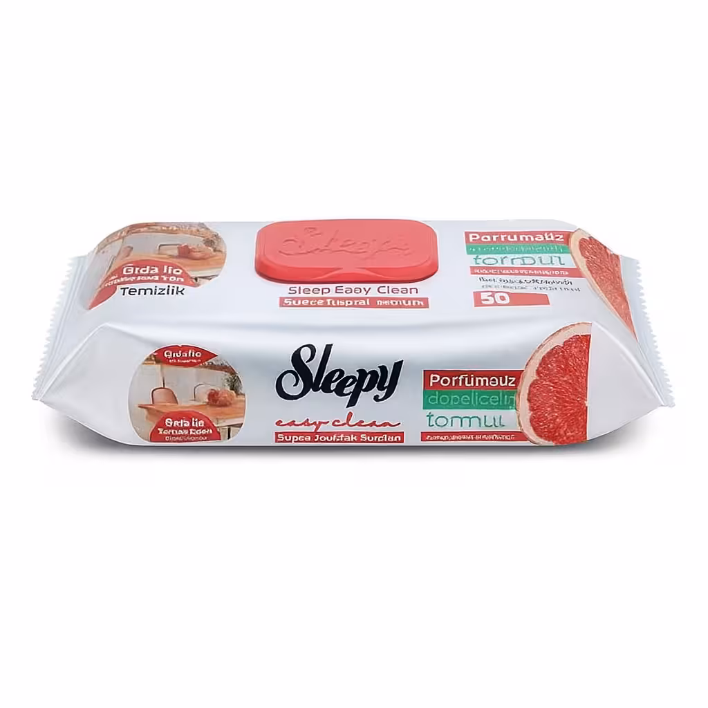 دستمال مرطوب اسلیپی Sleepy مخصوص سطوح آشپزخانه حاوی روغن گریپ‌ فروت بسته 50 عددی