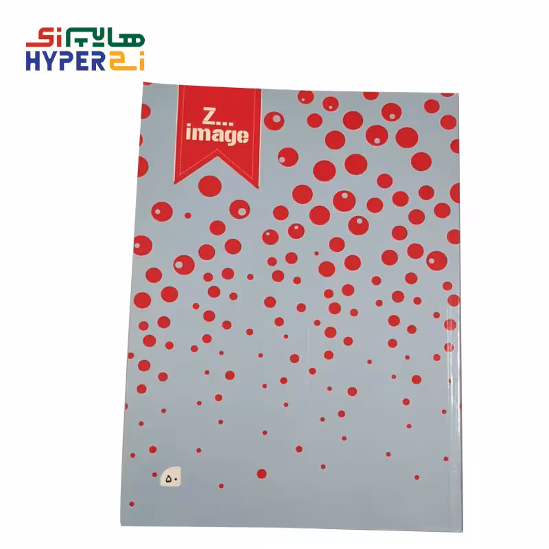 دفتر مقوایی ته چسب 50 برگ خال خالی قرمز زیماژZimage