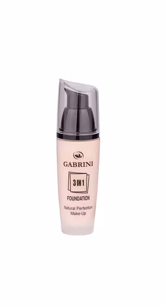 کرم پودر شیشه ای گابرینی GABRINI مدل 3IN 1 FOUNDATION شماره 02 حجم 45 میل