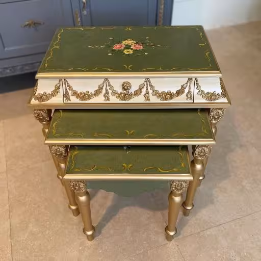 میز عسلی سبز و طلایی شیک