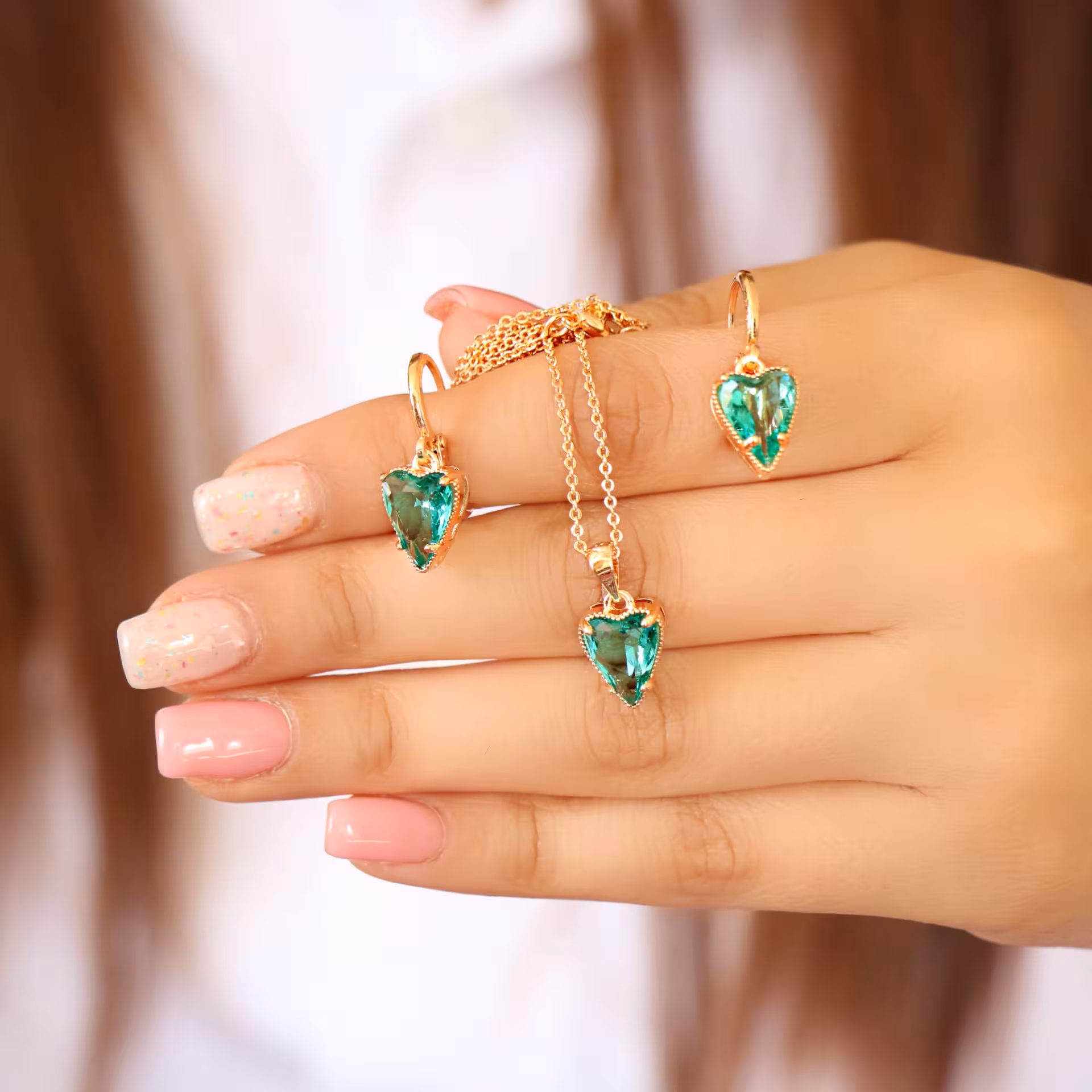 نیم ست قلب رنگی برند ysx رنگ ثابت ارسال رایگان ضد حساسیت