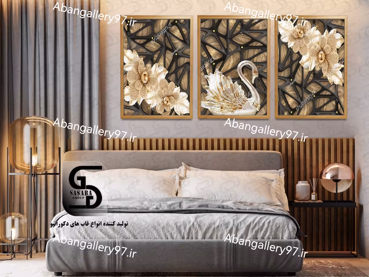 تابلو دکوراتیو سه تکه 60*40 درجه1