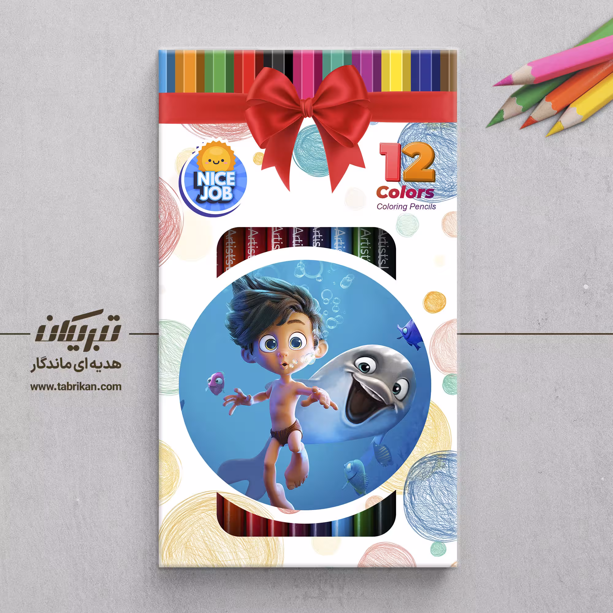 مداد رنگی پسر دلفینی