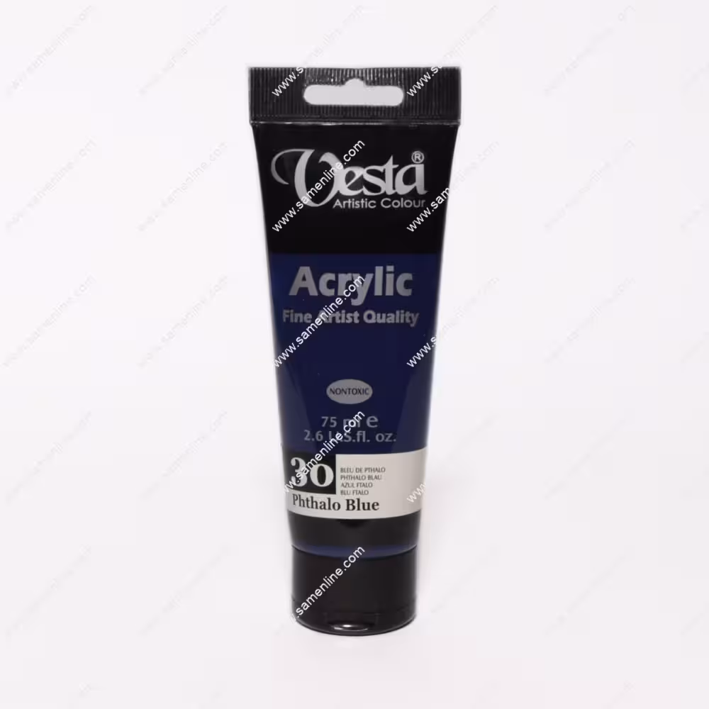 رنگ اکریلیک تک رنگ وستا 75 میلی لیتری کد Phthalo Blue 30