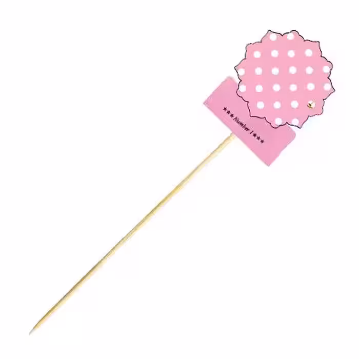 تاپر(سیخ چوبی) تم تولد خالدار صورتی